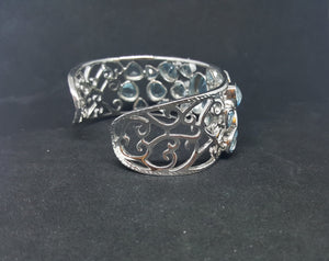 Natural Blue Topaz sterling silver cuff bracelet