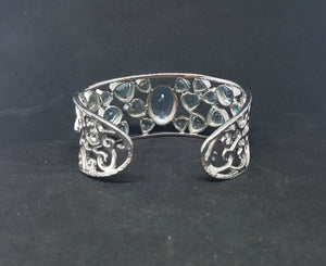 Natural Blue Topaz sterling silver cuff bracelet