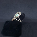 size 6 1/2 Vintage Royston turquoise Black Onyx Leaf Flower sterling silver ring