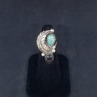 size 6 1/2 Vintage Royston turquoise Black Onyx Leaf Flower sterling silver ring