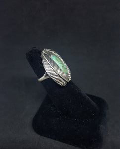 size 6 3/4 VINTAGE Navajo leaf Royston turquoise sterling silver ring