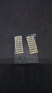Navajo rectangle Clip on Earrings - plain silver - Vintage