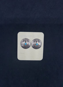 vintage Native American vase turquoise sterling silver post earrings