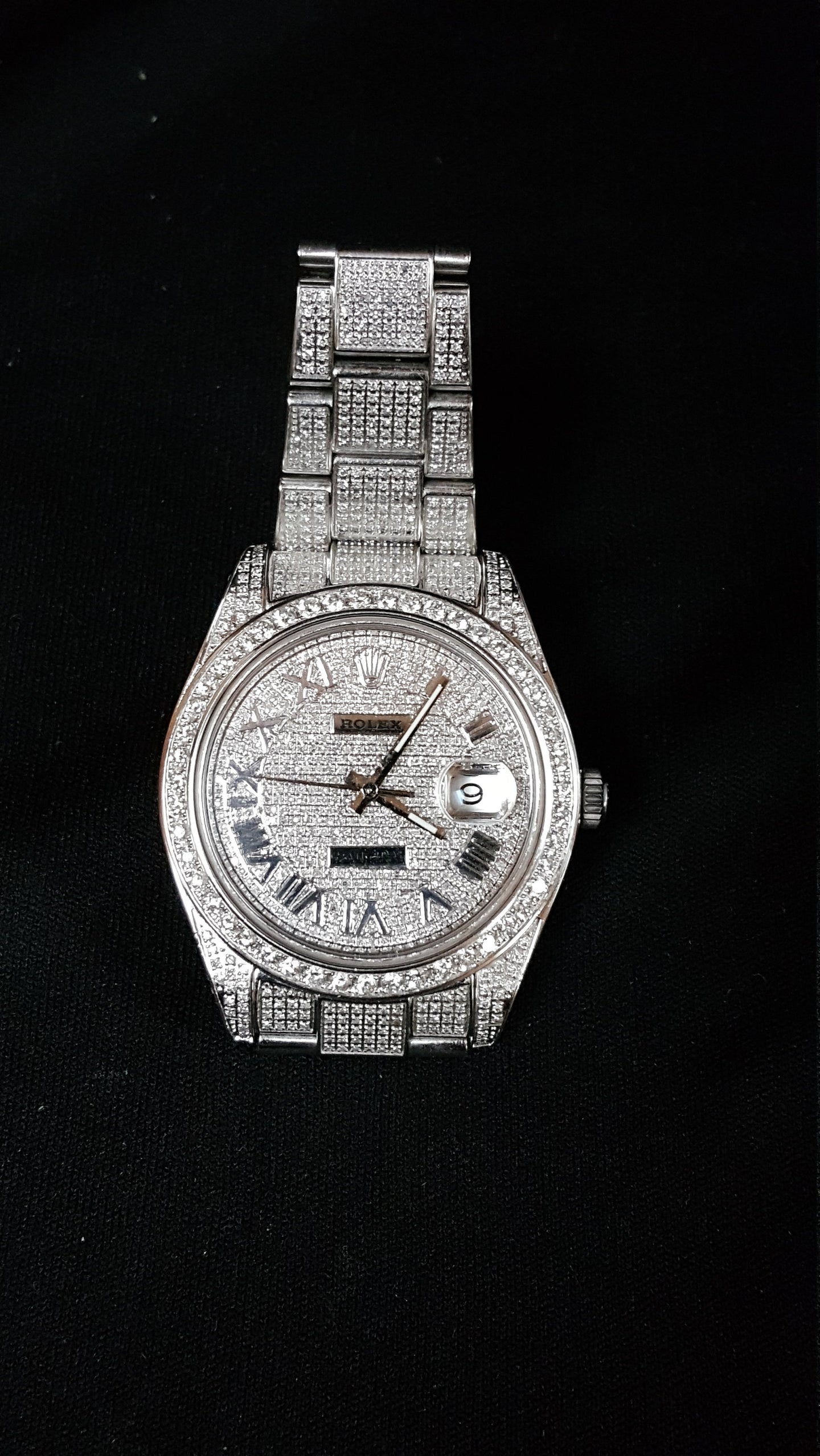 Rolex Men's Datejust II Steel Full Diamonds Pave Dial 41mm