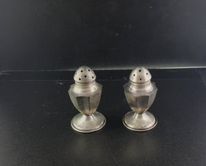 Medium antique bottle salt and pepper sterling silver shaker set - vintage