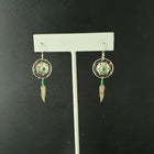 malachite Southwest Concho and  dream catcher feather sterling silver dangle earrings