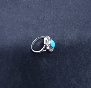 vintage Native American Kingman turquoise scorpion sterling silver ring - size 8