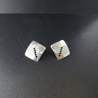 Vintage native American diamond shape stripe sterling silver post earrings