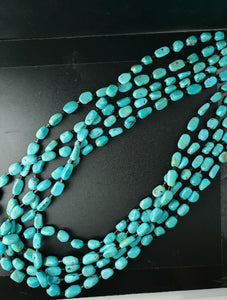 30 inches 5 strands Turquoise beads heshi shell sterling silver necklace