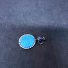 Blue fire opal amethyst with CZ sterling silver round pendant
