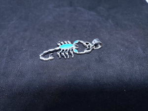 Turquoise scorpion sterling silver pendant