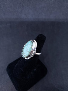 Size 7 1/2 royston turquoise spiderweb sterling silver ring