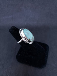 Size 7 1/2 royston turquoise spiderweb sterling silver ring