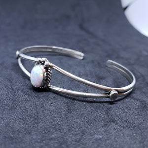 New Navajo white fire opal sterling silver cuff bracelet