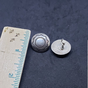 Hand stamped earring sterling silver - vintage screw backs
