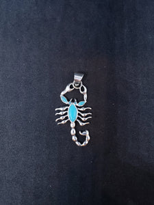 Turquoise scorpion sterling silver pendant