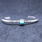 New Navajo small clover flower design with dots kingman turquoise sterling silver cuff bracelet