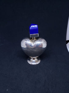 Vintage plain silver heart sterling silver perfume bottle travel size