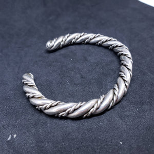 Vintage plain silver twist rope sterling silver cuff bracelet