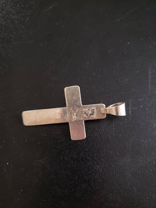 14k gold cross pendant - vintage Navajo Royston turquoise sterling silver