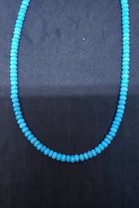18 inches Natural sleeping beauty turquoise 6mm beaded necklace - 14k gold necklace