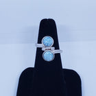 Size 7 3/4 infinity design with round 7mm natural blue Larimar sterling silver ring