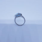 Size 9 round 12mm natural blue Larimar with square CZ sterling silver ring