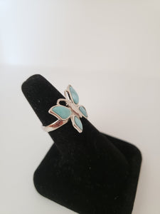 Butterfly Natural Blue Larimar sterling silver ring size 7