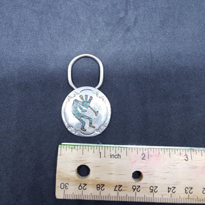 Vintage Zuni Kachina inlay turquoise chip sterling silver keychain key holder