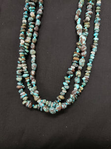 16 inches 3 strands turquoise sterling silver beaded necklace