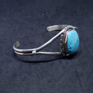 Vintage Navajo royston turquoise sterling silver cuff bracelet - signed Aron Johnson