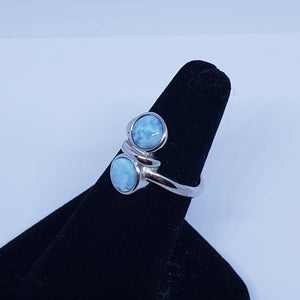 Size 7 3/4 infinity design with round 7mm natural blue Larimar sterling silver ring