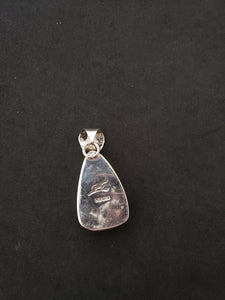 Navajo white buffalo turquoise triangle sterling silver pendant