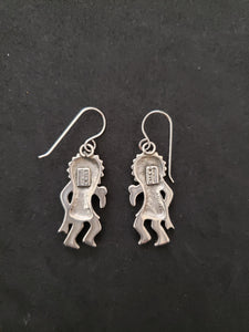 Vintage dancing Kachina Sun face sterling silver dangle earrings