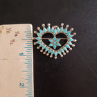 Vintage Navajo Zuni heart shape with star sleeping beauty turquoise sterling silver pendant and lapel pin