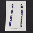 New Southwest Corn lady Inlay Lapis Mother of Pearl Blue Fire Opal Coral Turquoise long rectangular sterling silver post earrings