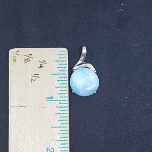 Love 14 mm Oval Blue Larimar with CZ sterling silver pendant