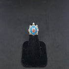 Turtle Inlay mini gemstones Turquoise and Coral sterling silver ring size 3 1/2 - Vintage