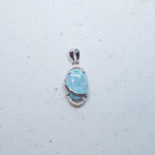 Oval Blue Larimar with CZ sterling silver pendant