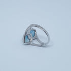The Two Hearts Blue Larimar sterling silver ring size 8