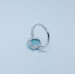 Blue Larimar teardrop shape sterling silver ring size 8