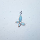 Flying Butterfly Blue Larimar with CZ sterling silver pendant