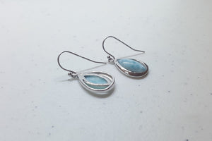 Teardrop Blue Larimar sterling silver dangle earrings