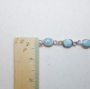 Oval Blue Larimar sterling silver chain bracelet