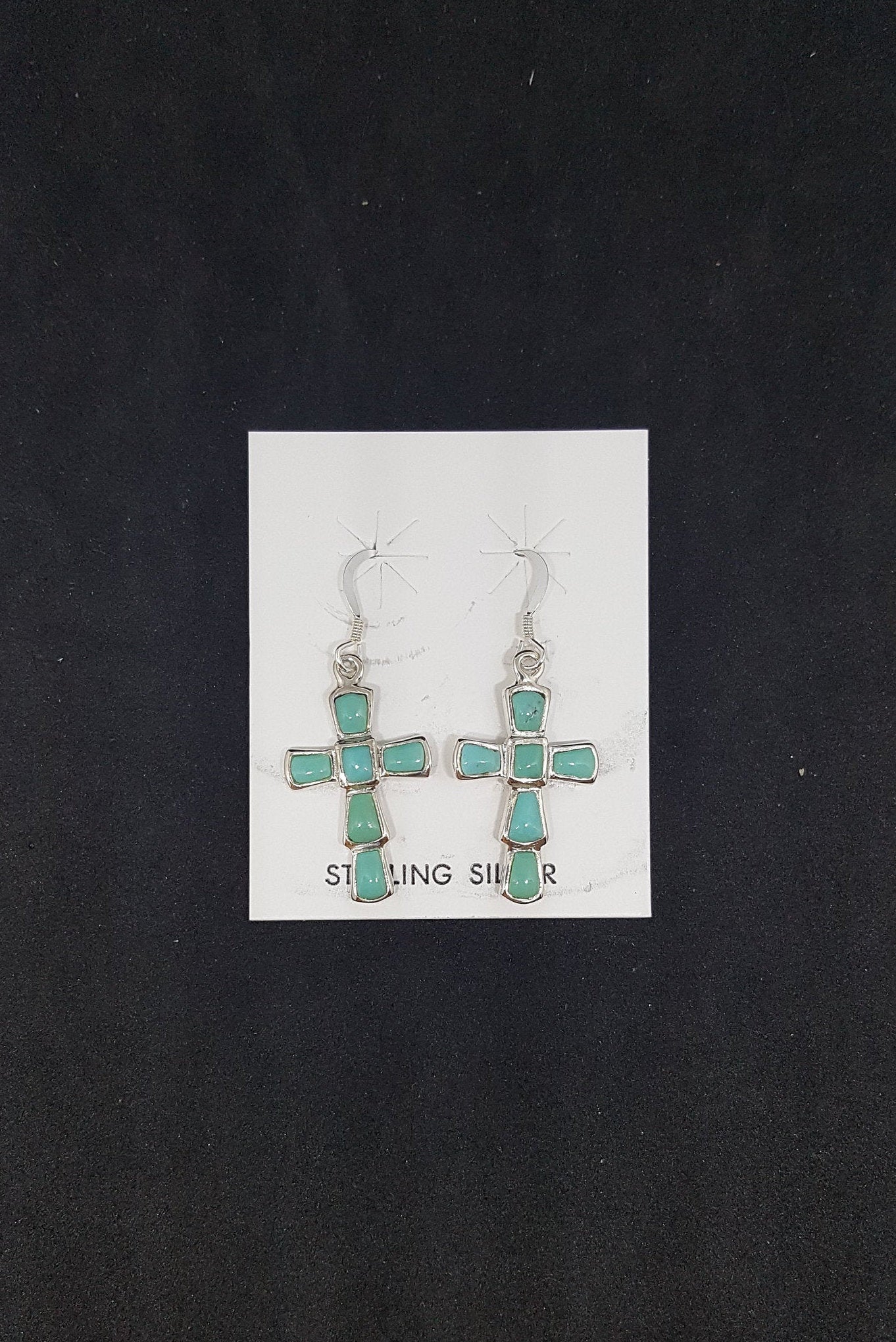 The Cross Turquoise sterling silver dangle earrings