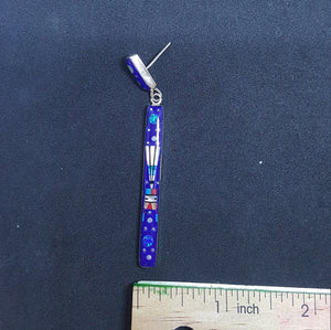 New Southwest Corn lady Inlay Lapis Mother of Pearl Blue Fire Opal Coral Turquoise long rectangular sterling silver post earrings