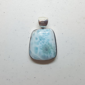 Peace Color Larimar rectangle sterling silver pendant