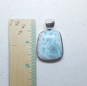 Peace Color Larimar rectangle sterling silver pendant