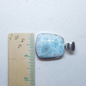 Peace Color Larimar rectangle sterling silver pendant