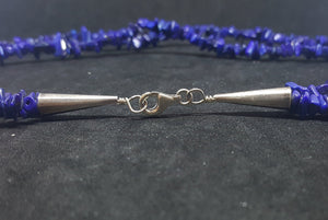 20 inches 2 strands Lapis sterling silver random shape stones sterling silver beaded necklace